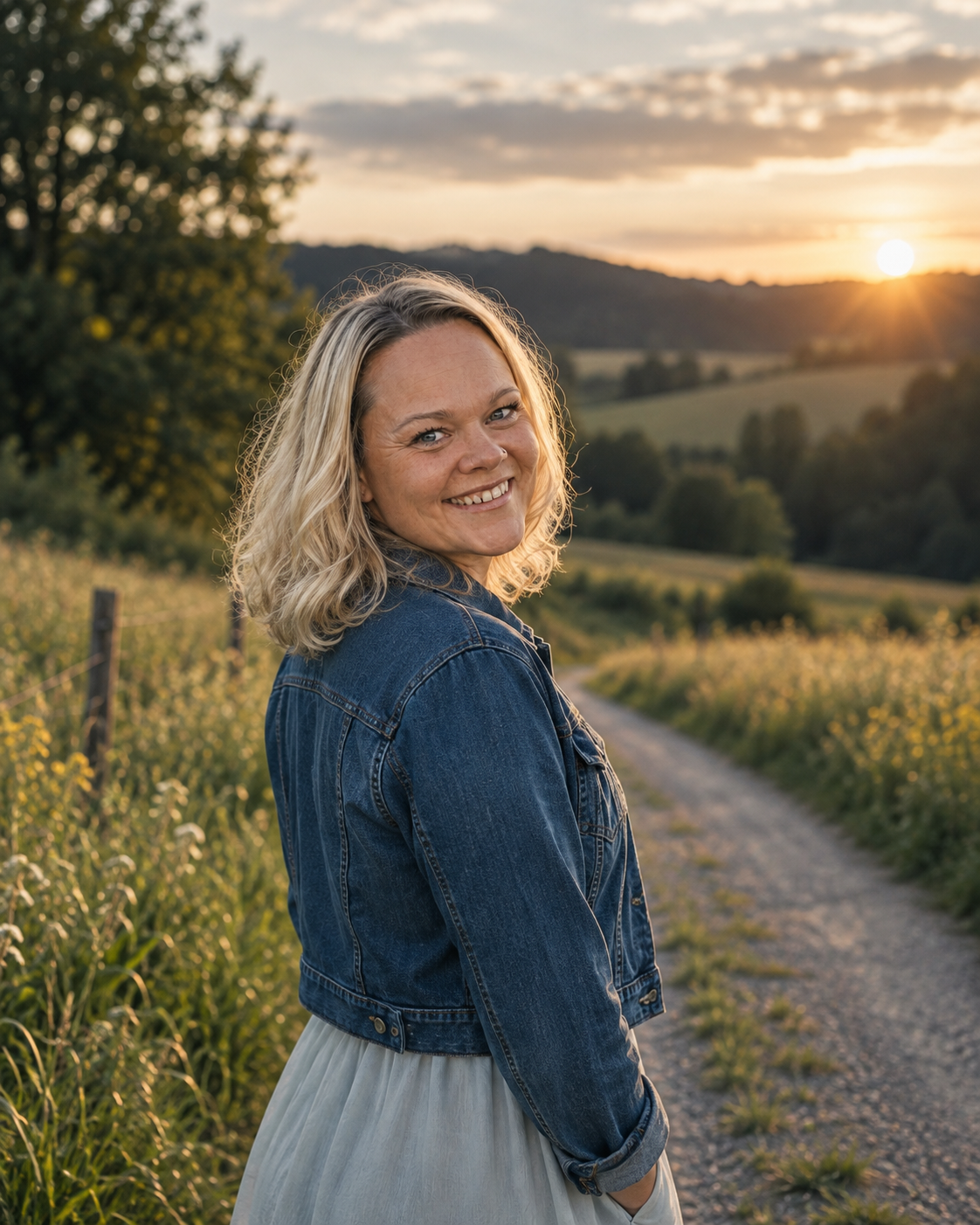 Annett Muryshkin auf einem Weg in der Natur