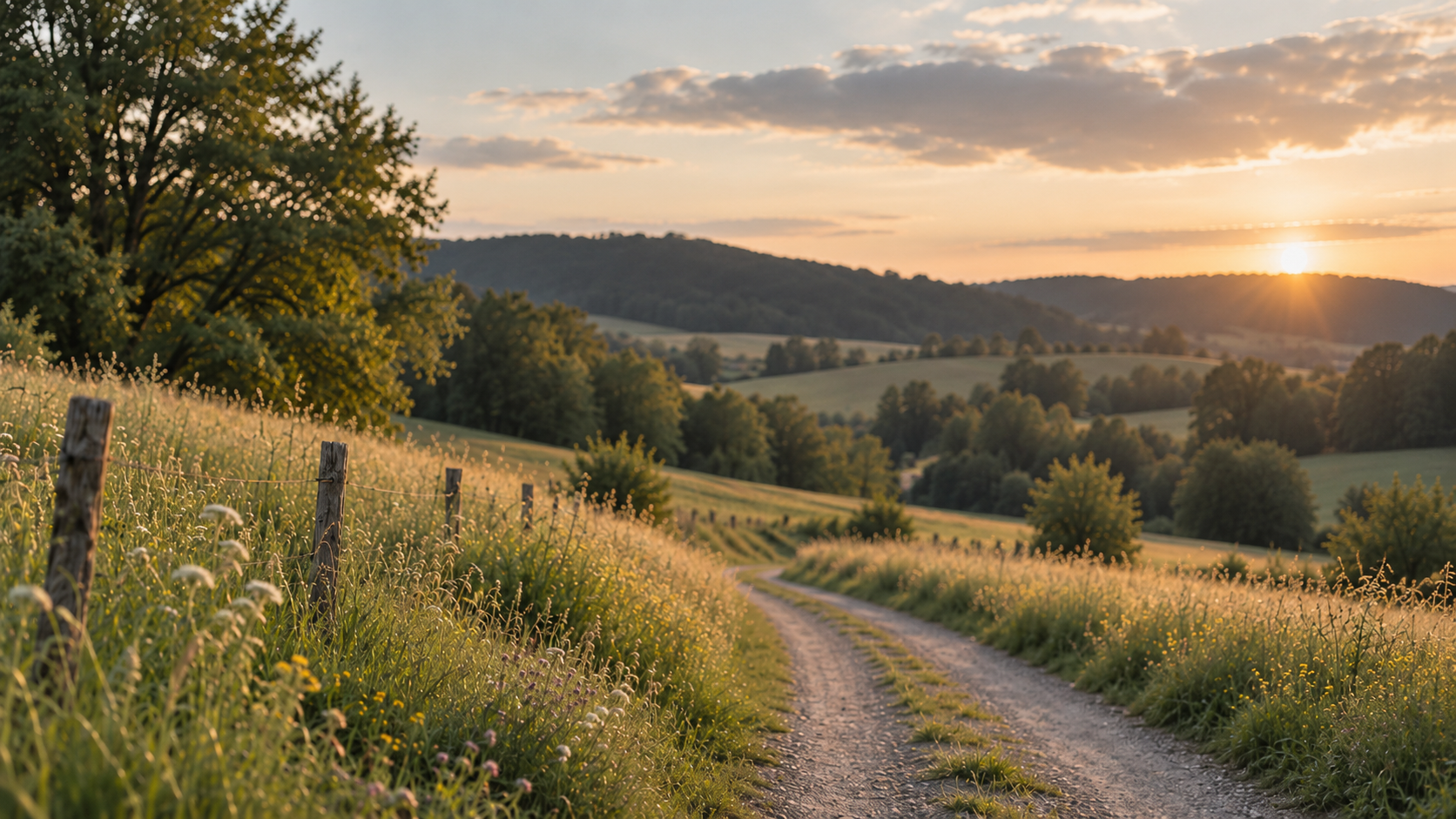 Goldener Feldweg im Abendlicht